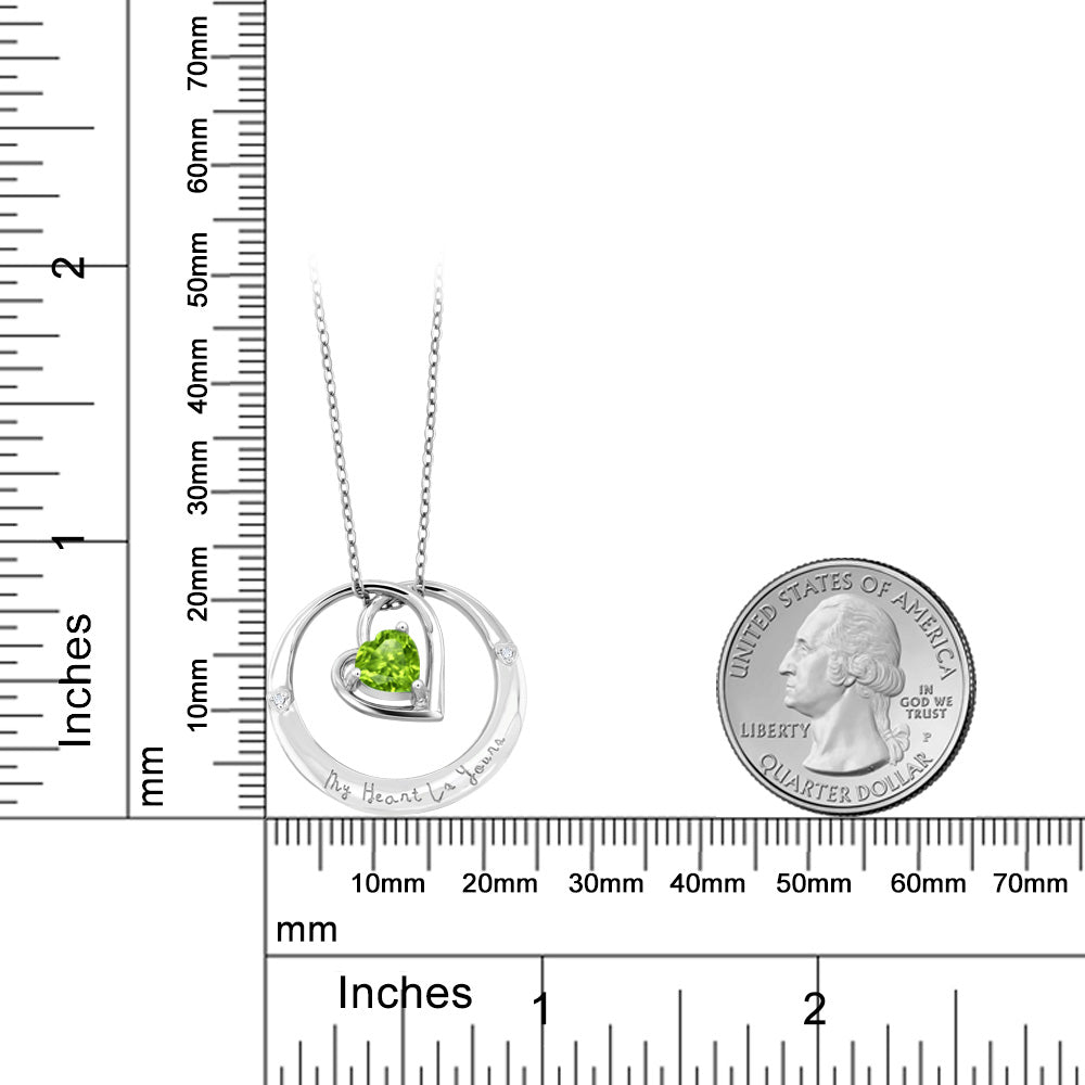 0.84カラット 天然石 ペリドット ネックレス 天然 ダイヤモンド シルバー925 8月 誕生石