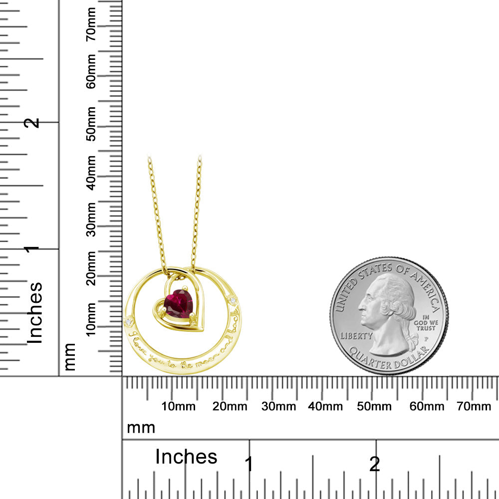 0.98カラット  シンセティック ルビー ネックレス  天然 ダイヤモンド シルバー925 18金 イエローゴールド 加工  7月 誕生石