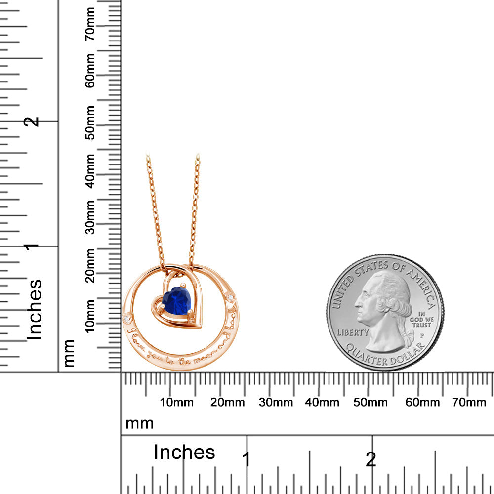 0.81カラット シンセティック サファイア ネックレス 天然 ダイヤモンド シルバー925 18金 ピンクゴールド 加工 9月 誕生石
