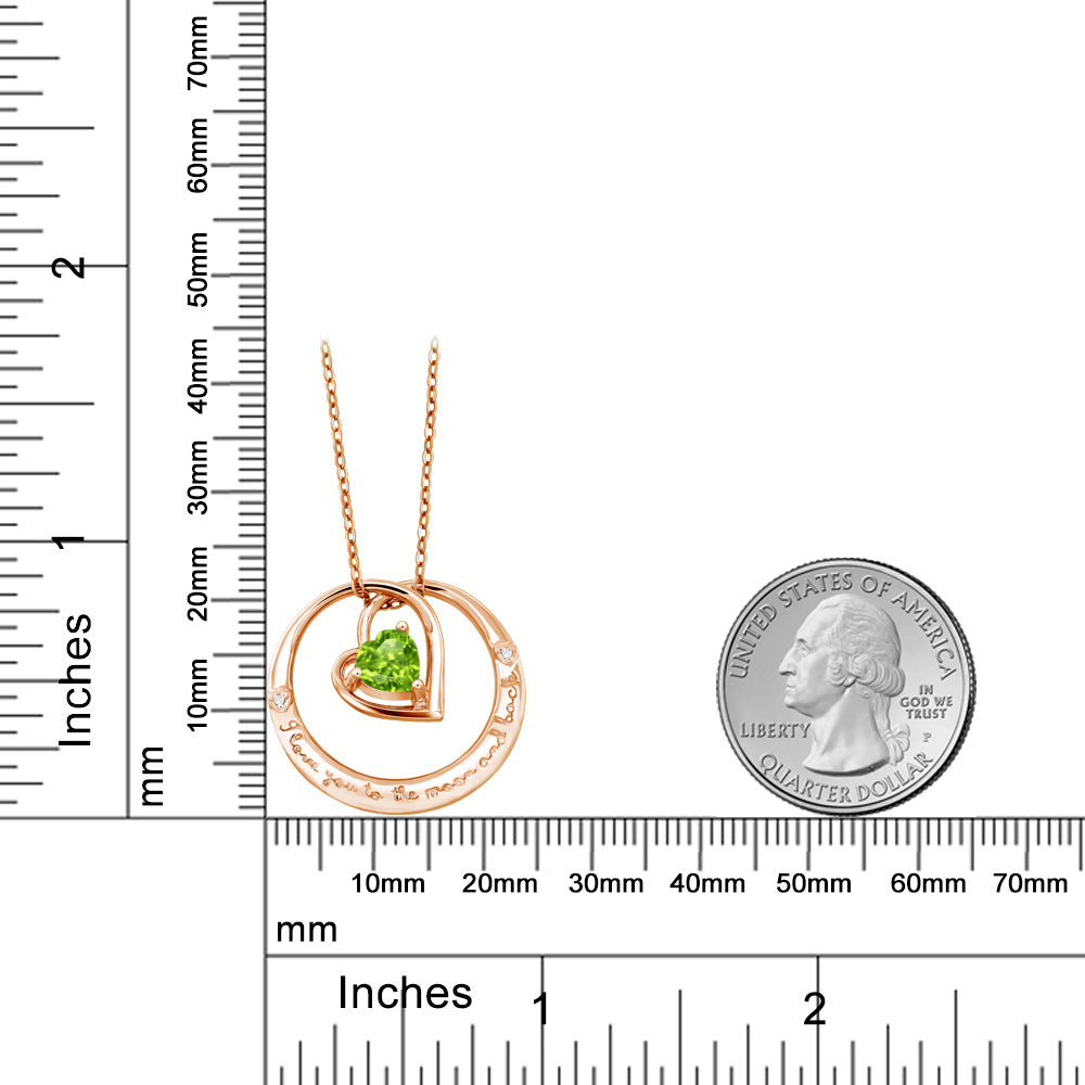 0.84カラット 天然石 ペリドット ネックレス 天然 ダイヤモンド シルバー925 18金 ピンクゴールド 加工 8月 誕生石