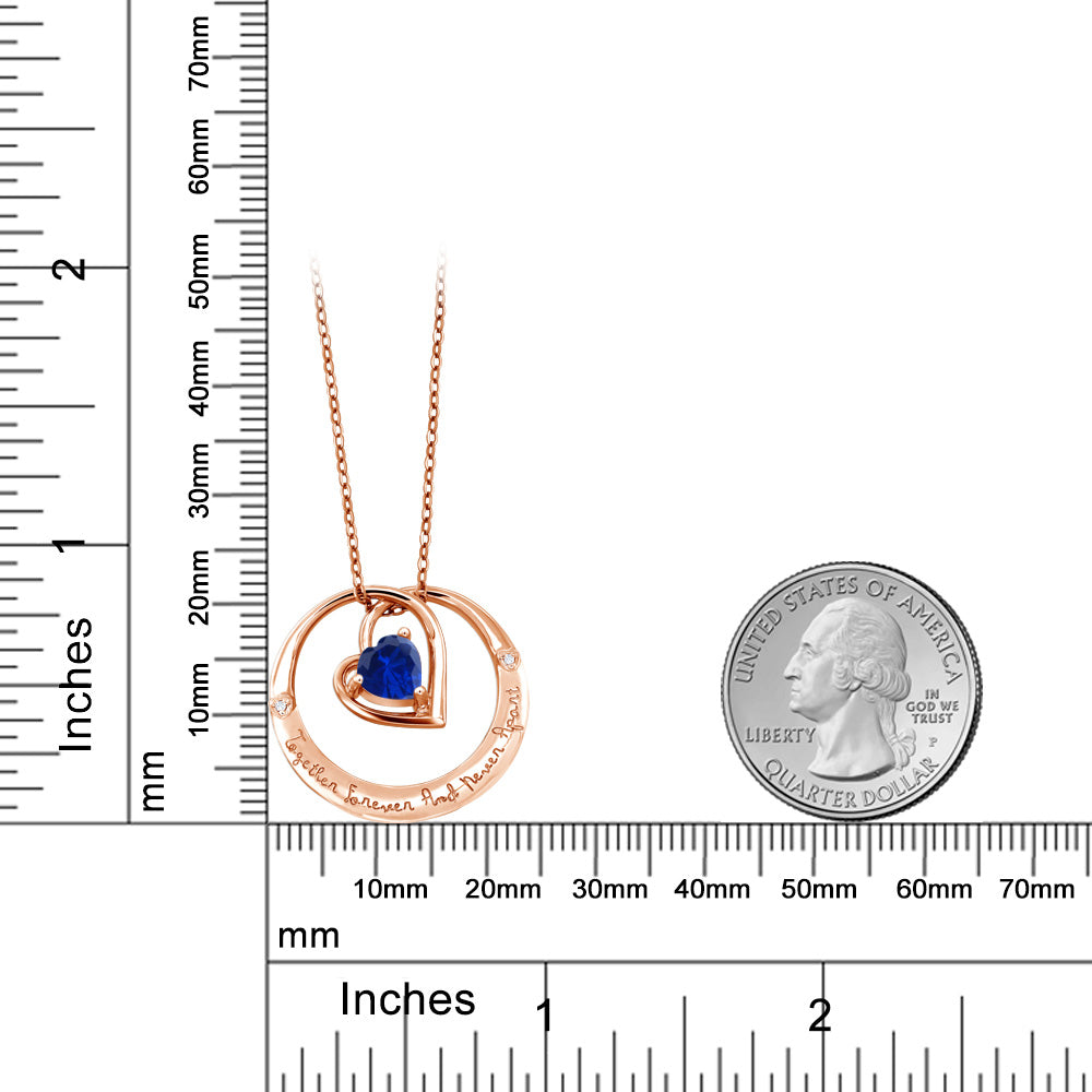 0.81カラット  シンセティック サファイア ネックレス  天然 ダイヤモンド   9月 誕生石