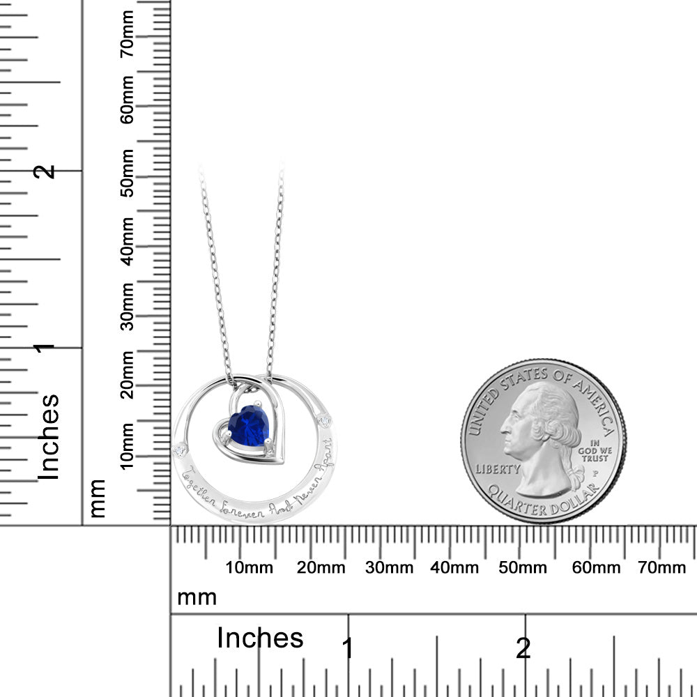0.81カラット  シンセティック サファイア ネックレス  天然 ダイヤモンド シルバー925  9月 誕生石