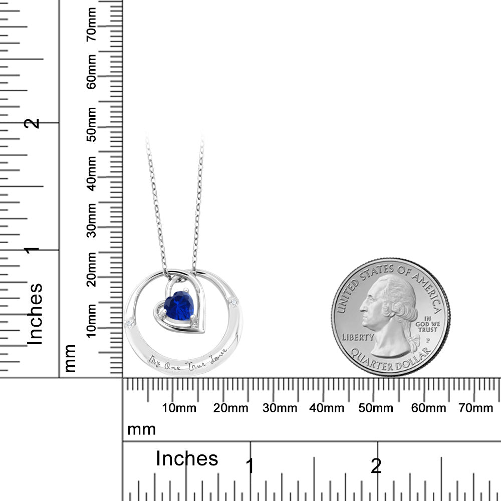 0.81カラット シンセティック サファイア ネックレス 天然 ダイヤモンド シルバー925 9月 誕生石