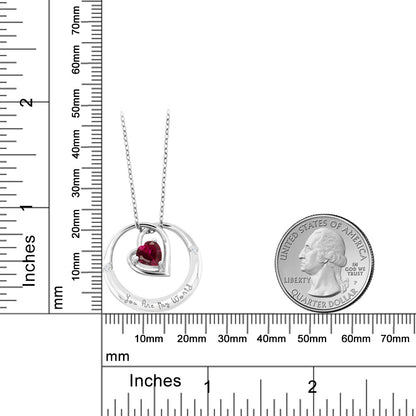 0.99カラット  シンセティック ルビー ネックレス  天然 ダイヤモンド シルバー925  7月 誕生石