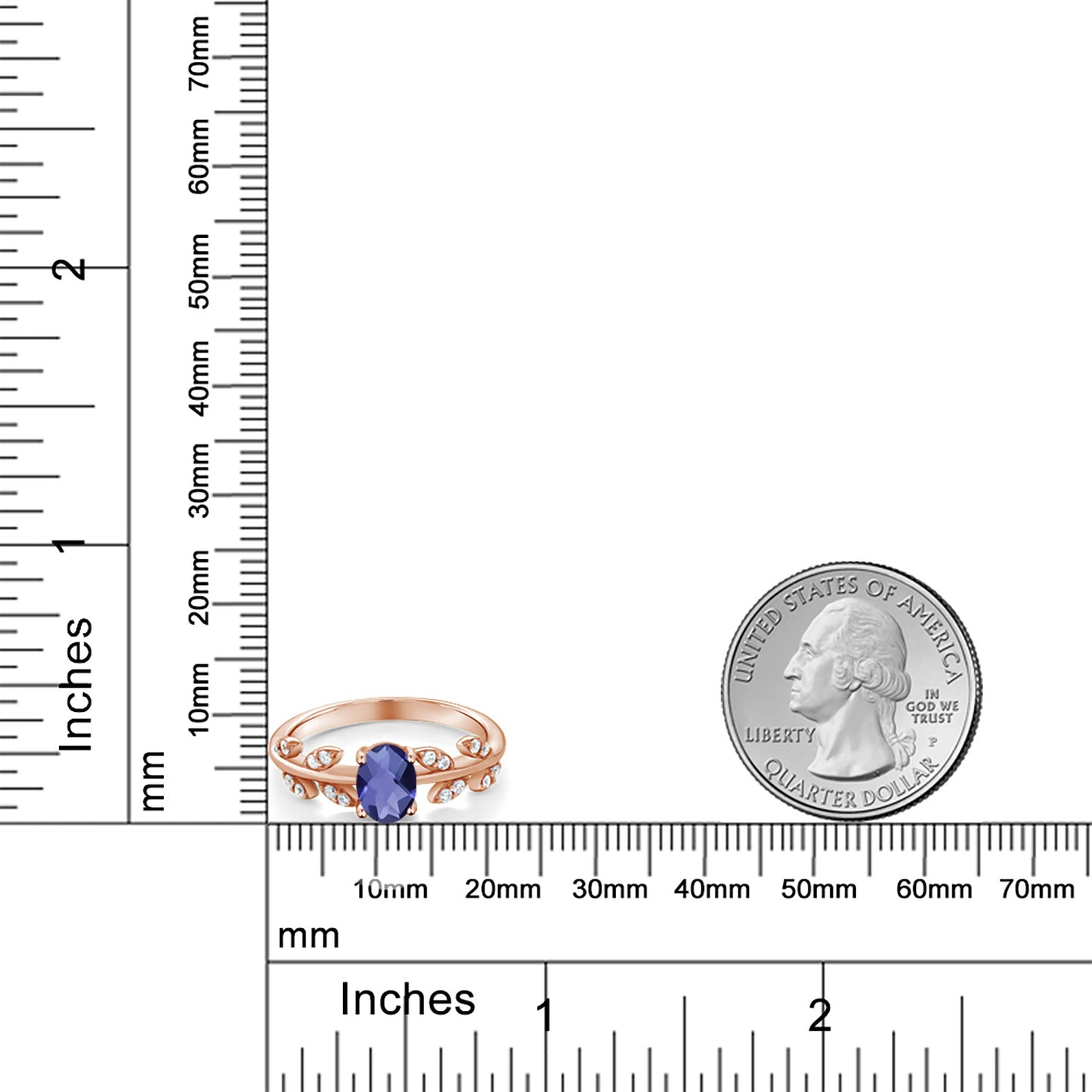 0.86カラット  天然 アイオライト リング 指輪   シルバー925 18金 ピンクゴールド 加工  3月 誕生石