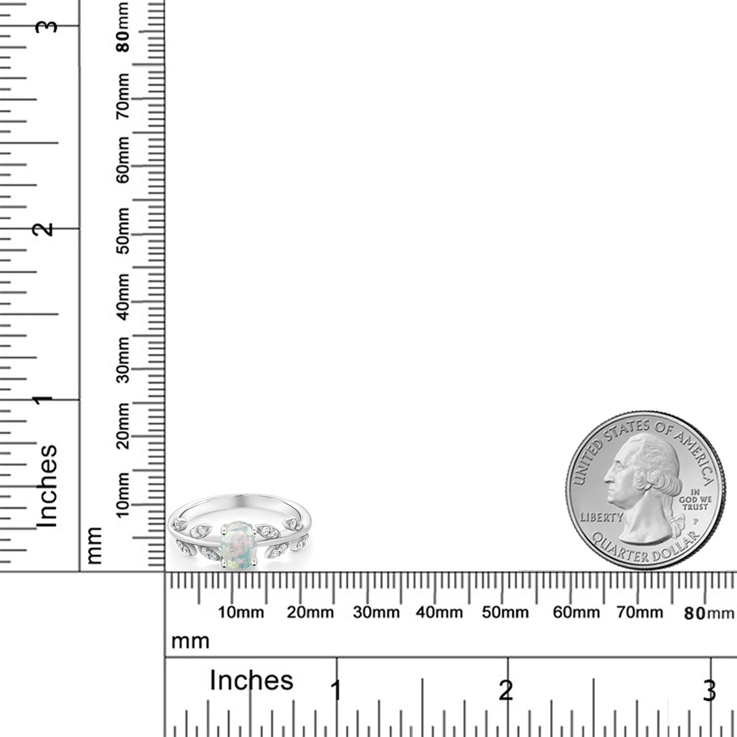 1.21カラット  シミュレイテッド ホワイトオパール リング 指輪   シルバー925  10月 誕生石
