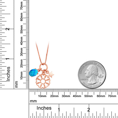 1.05カラット シミュレイテッド ブルーオパール ネックレス シルバー925 18金 ピンクゴールド 加工 10月 誕生石