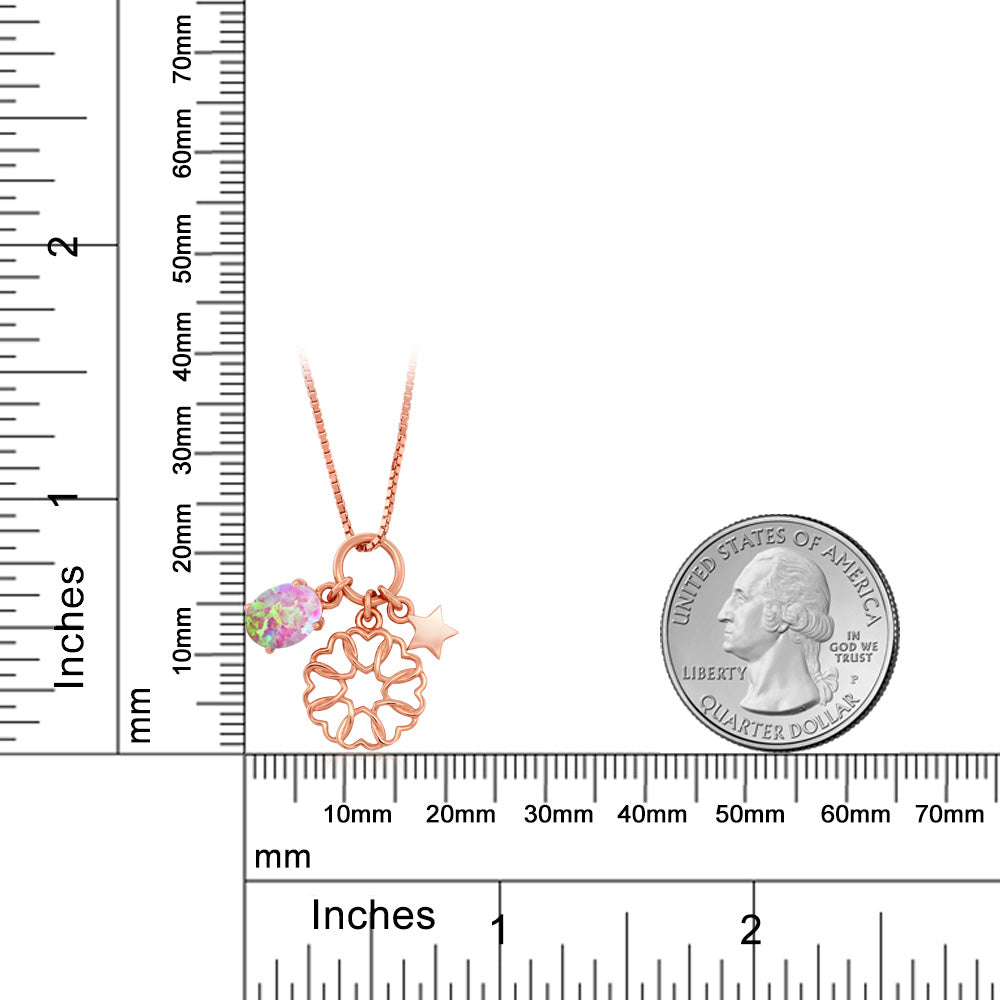 1.05カラット シミュレイテッド ピンクオパール ネックレス シルバー925 18金 ピンクゴールド 加工 10月 誕生石