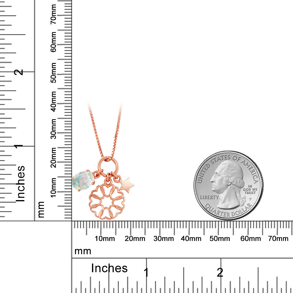 1.05カラット  シミュレイテッド ホワイトオパール ネックレス   シルバー925 18金 ピンクゴールド 加工  10月 誕生石