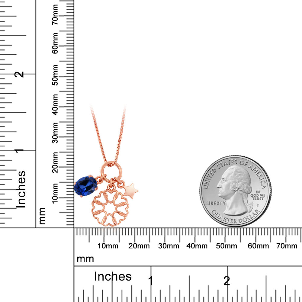 1.6カラット シンセティック サファイア ネックレス シルバー925 18金 ピンクゴールド 加工 9月 誕生石