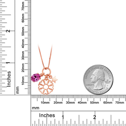 1.65カラット  シンセティック ピンクサファイア ネックレス   シルバー925 18金 ピンクゴールド 加工  9月 誕生石