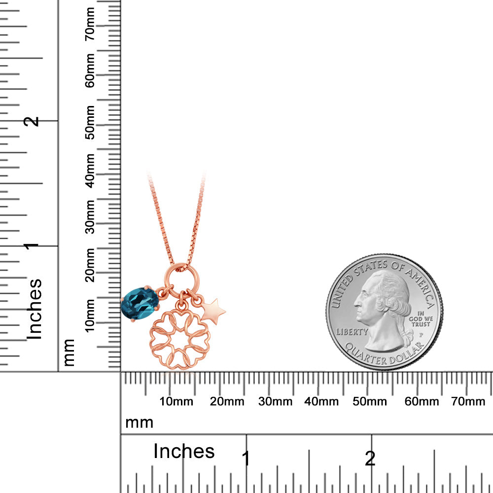 1.3カラット 天然 ロンドンブルートパーズ ネックレス シルバー925 18金 ピンクゴールド 加工 11月 誕生石