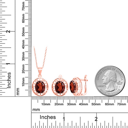 8.4カラット  天然 ガーネット ネックレス ピアス セット   シルバー925 18金 ピンクゴールド 加工  1月 誕生石