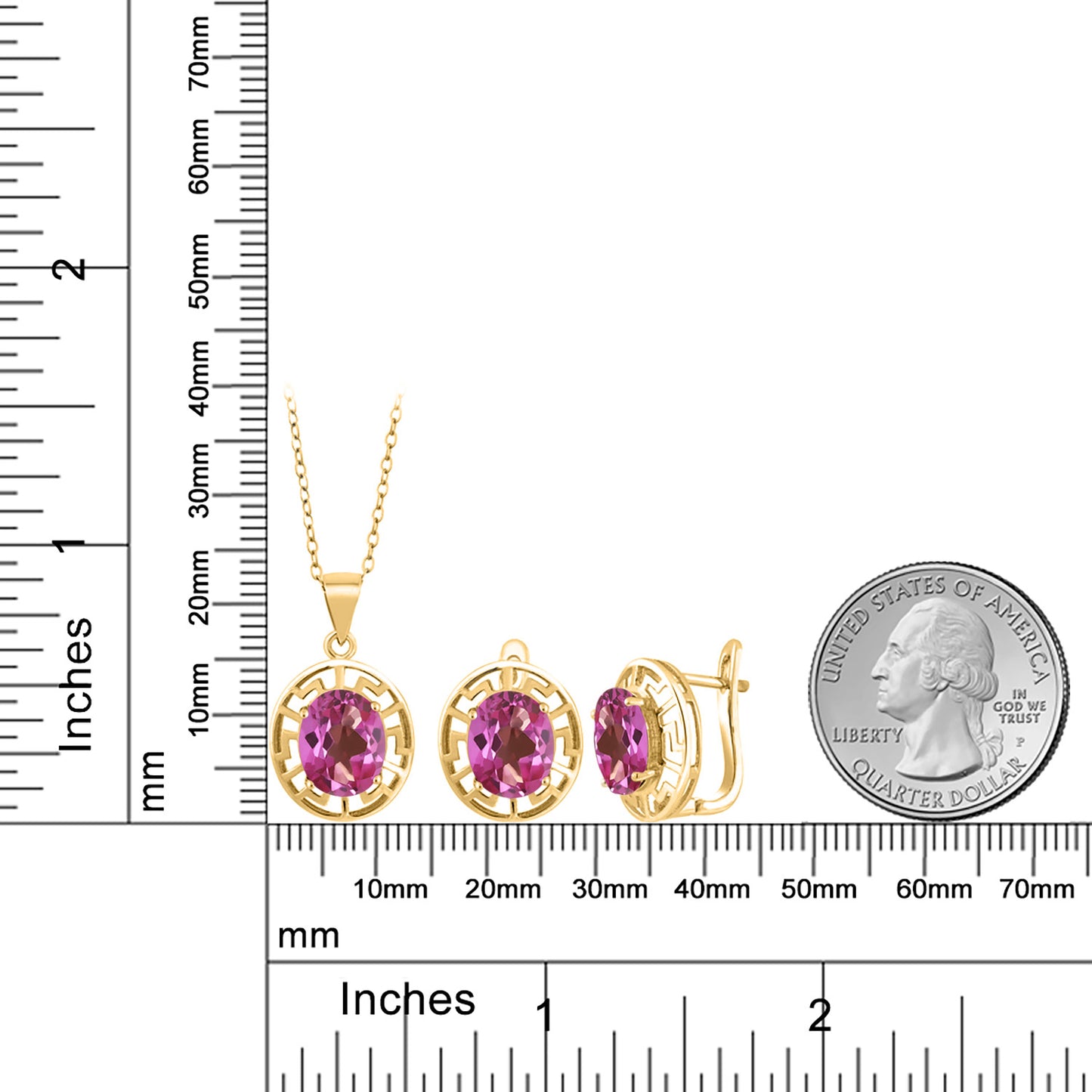 9.75カラット  天然 ミスティックトパーズ  ネックレス ピアス セット   シルバー925 18金 イエローゴールド 加工  11月 誕生石