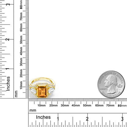 3.69カラット 天然 シトリン リング 指輪 シルバー925 18金 イエローゴールド 加工 11月 誕生石