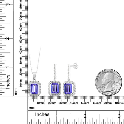 8.23カラット  天然石 タンザナイト ネックレス ピアス セット   シルバー925  12月 誕生石