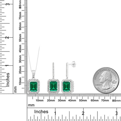7.33カラット ナノエメラルド ネックレス ピアス セット シルバー925 5月 誕生石