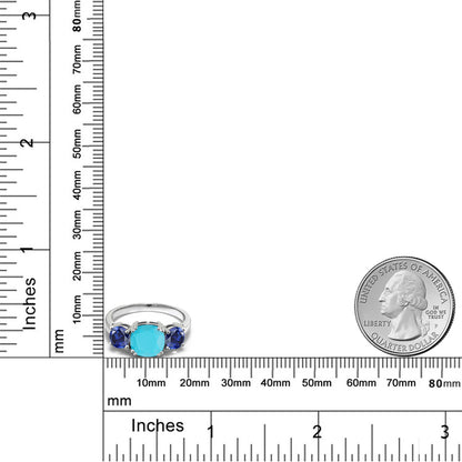3.2カラット 天然石 ターコイズ リング 指輪 シンセティック サファイア シルバー925 12月 誕生石