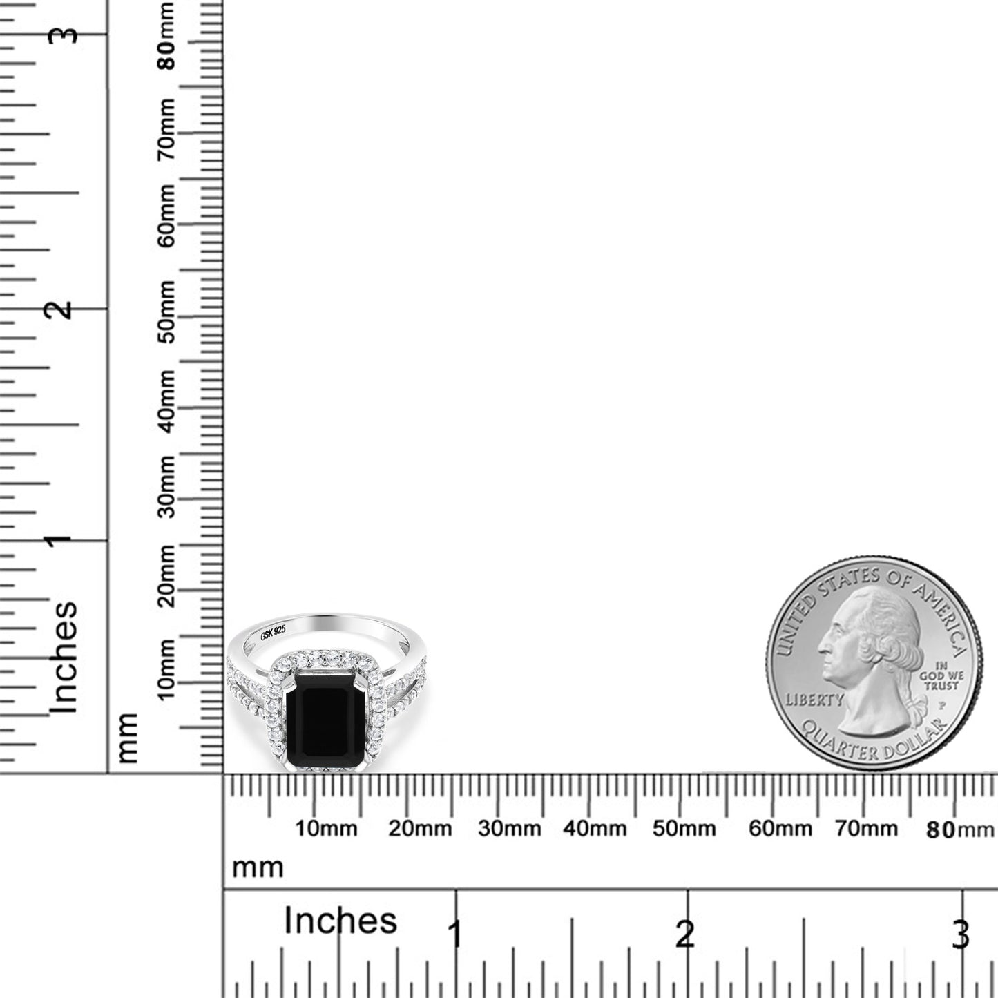 3.71カラット  天然 オニキス リング 指輪  シンセティック ホワイトサファイア シルバー925  8月 誕生石