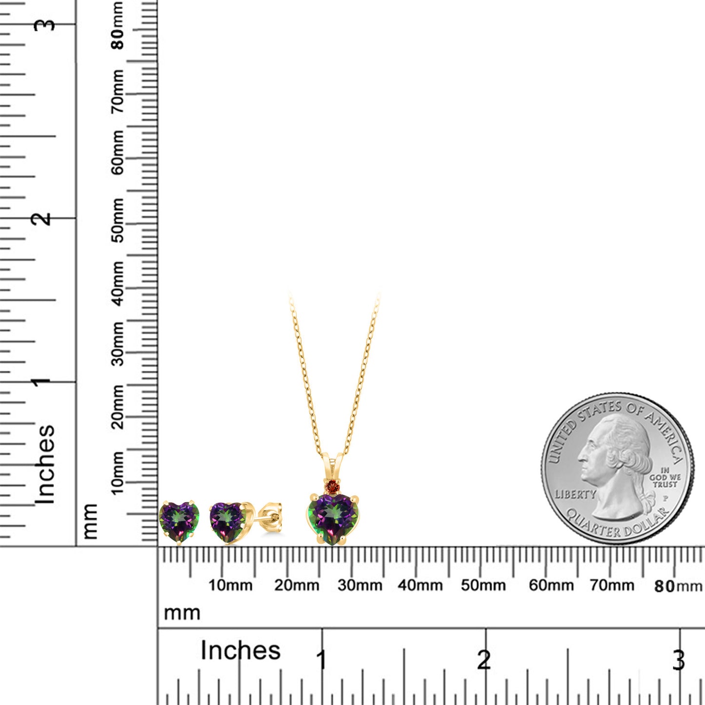 4.85カラット  天然石 ミスティックトパーズ  ネックレス ピアス セット   シルバー925 18金 イエローゴールド 加工  11月 誕生石