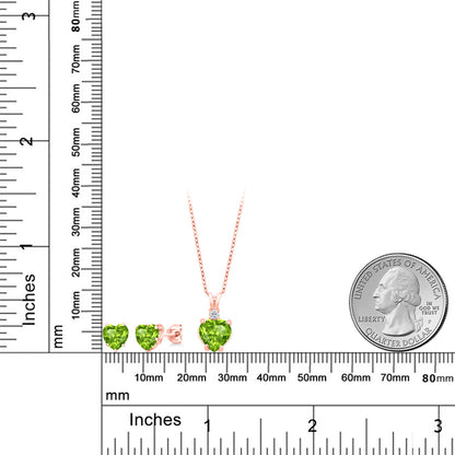 3.22カラット  天然石 ペリドット ネックレス ピアス セット   シルバー925 18金 ピンクゴールド 加工  8月 誕生石