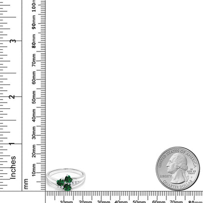 1.28カラット ナノエメラルド リング 指輪 シンセティック ホワイトサファイア シルバー925 5月 誕生石