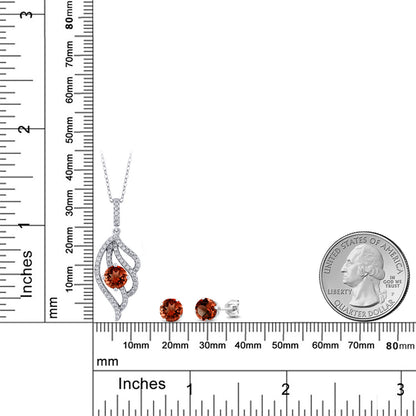 3.72カラット 天然 ガーネット ネックレス ピアス セット シルバー925 1月 誕生石