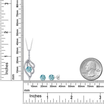 4.32カラット  天然石 ブルージルコン ネックレス ピアス セット   シルバー925