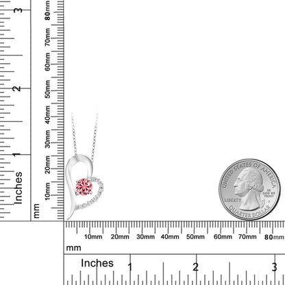1.12カラット ピンク モアサナイト オープンハート ネックレス シルバー925