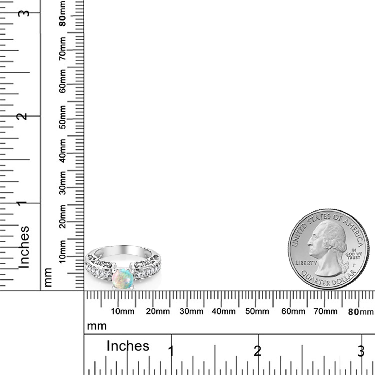 1.59カラット  シミュレイテッド ホワイトオパール リング 指輪   シルバー925  10月 誕生石