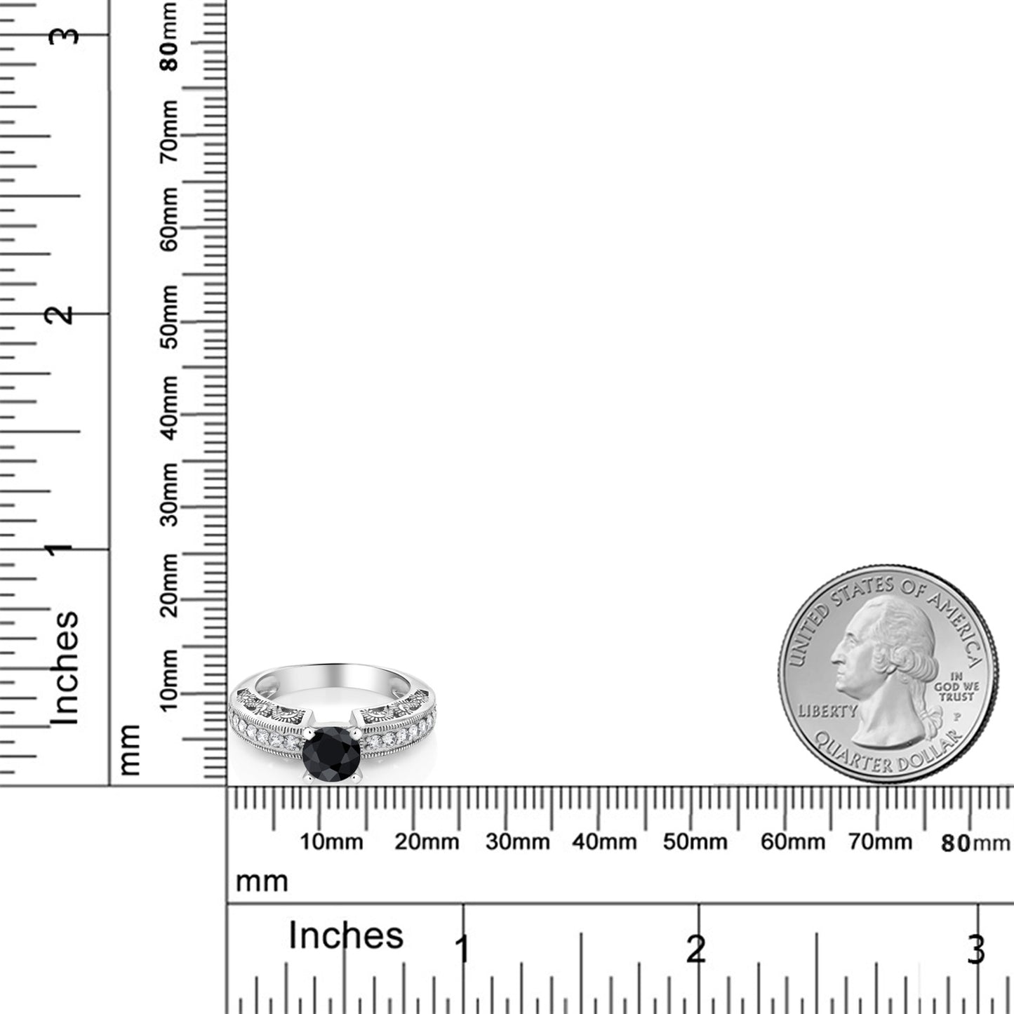 1.74カラット  天然 ブラックサファイア リング 指輪   シルバー925  9月 誕生石