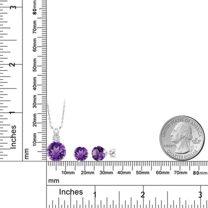 10.22カラット 天然 アメジスト ネックレス ピアス セット シルバー925 2月 誕生石