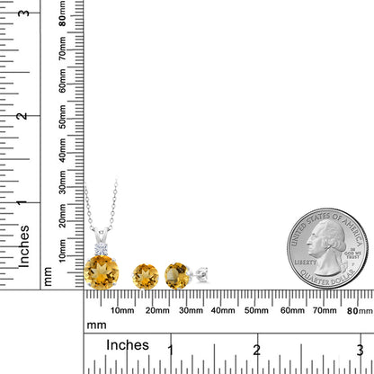 10.72カラット 天然 シトリン ネックレス ピアス セット シルバー925 11月 誕生石