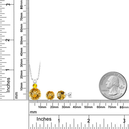 10.72カラット 天然 シトリン ネックレス ピアス セット シルバー925 11月 誕生石