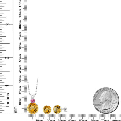 10.73カラット 天然 シトリン ネックレス ピアス セット シルバー925 11月 誕生石