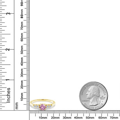 0.7カラット  シンセティック ピンクサファイア リング 指輪  ラボグロウンダイヤモンド シルバー925 18金 イエローゴールド 加工  9月 誕生石