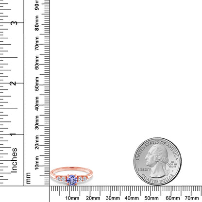 0.61カラット 天然石 タンザナイト リング 指輪 ラボグロウンダイヤモンド シルバー925 18金 ピンクゴールド 加工 12月 誕生石