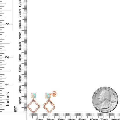 1.67カラット  シミュレイテッド ホワイトオパール クローバー ピアス   シルバー925 18金 ピンクゴールド 加工  10月 誕生石