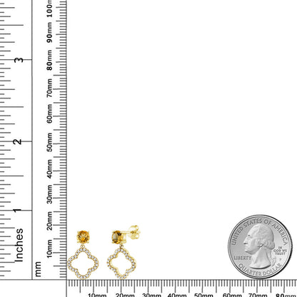1.56カラット 天然 シトリン クローバー ピアス シルバー925 18金 イエローゴールド 加工 11月 誕生石