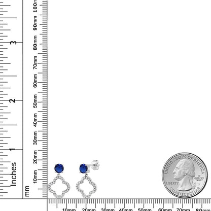 1.87カラット  シンセティック サファイア クローバー ピアス   シルバー925  9月 誕生石