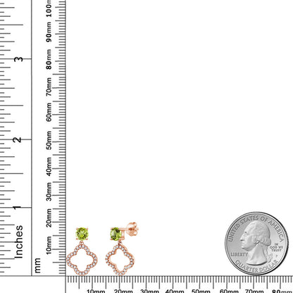 1.77カラット  天然石 ペリドット クローバー ピアス   シルバー925 18金 ピンクゴールド 加工  8月 誕生石