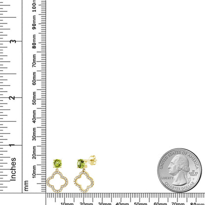 1.77カラット 天然石 ペリドット クローバー ピアス シルバー925 18金 イエローゴールド 加工 8月 誕生石