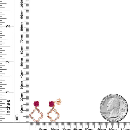 1.77カラット  天然 ルビー クローバー ピアス   シルバー925 18金 ピンクゴールド 加工  7月 誕生石