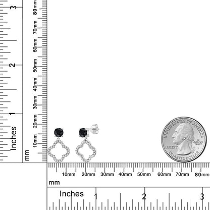 2.05カラット 天然 ブラックサファイア クローバー ピアス シルバー925 9月 誕生石