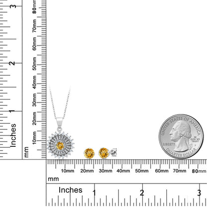 1.86カラット  天然 シトリン ネックレス ピアス セット   シルバー925  11月 誕生石