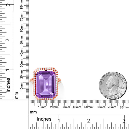 15.5カラット 天然 アメジスト リング 指輪 シルバー925 18金 ピンクゴールド 加工 2月 誕生石