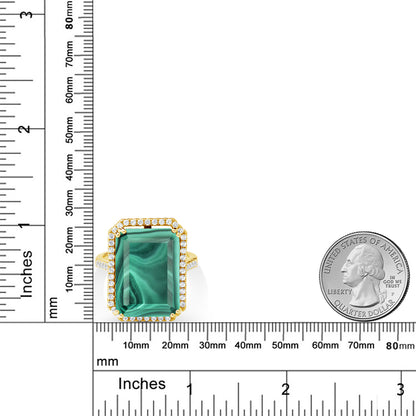 18.5カラット 天然 マラカイト リング 指輪 シルバー925 18金 イエローゴールド 加工