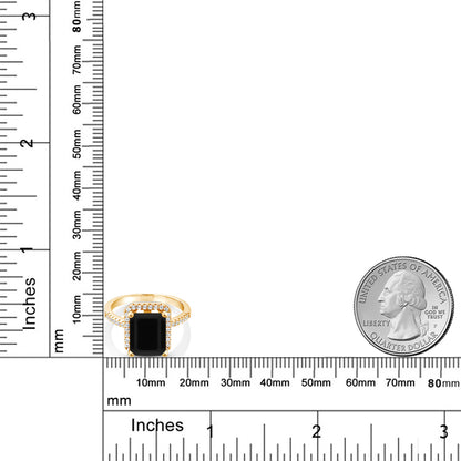3.49カラット  天然 オニキス リング 指輪   シルバー925 18金 イエローゴールド 加工  8月 誕生石