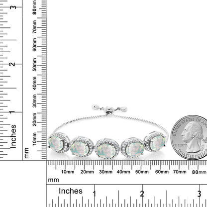 6.05カラット  シミュレイテッド ホワイトオパール ブレスレット   シルバー925  10月 誕生石