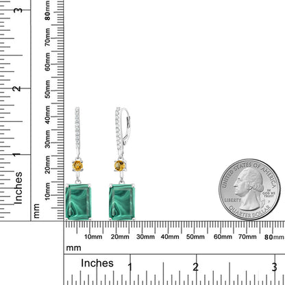 20.81カラット 天然 マラカイト ピアス 天然 シトリン シルバー925